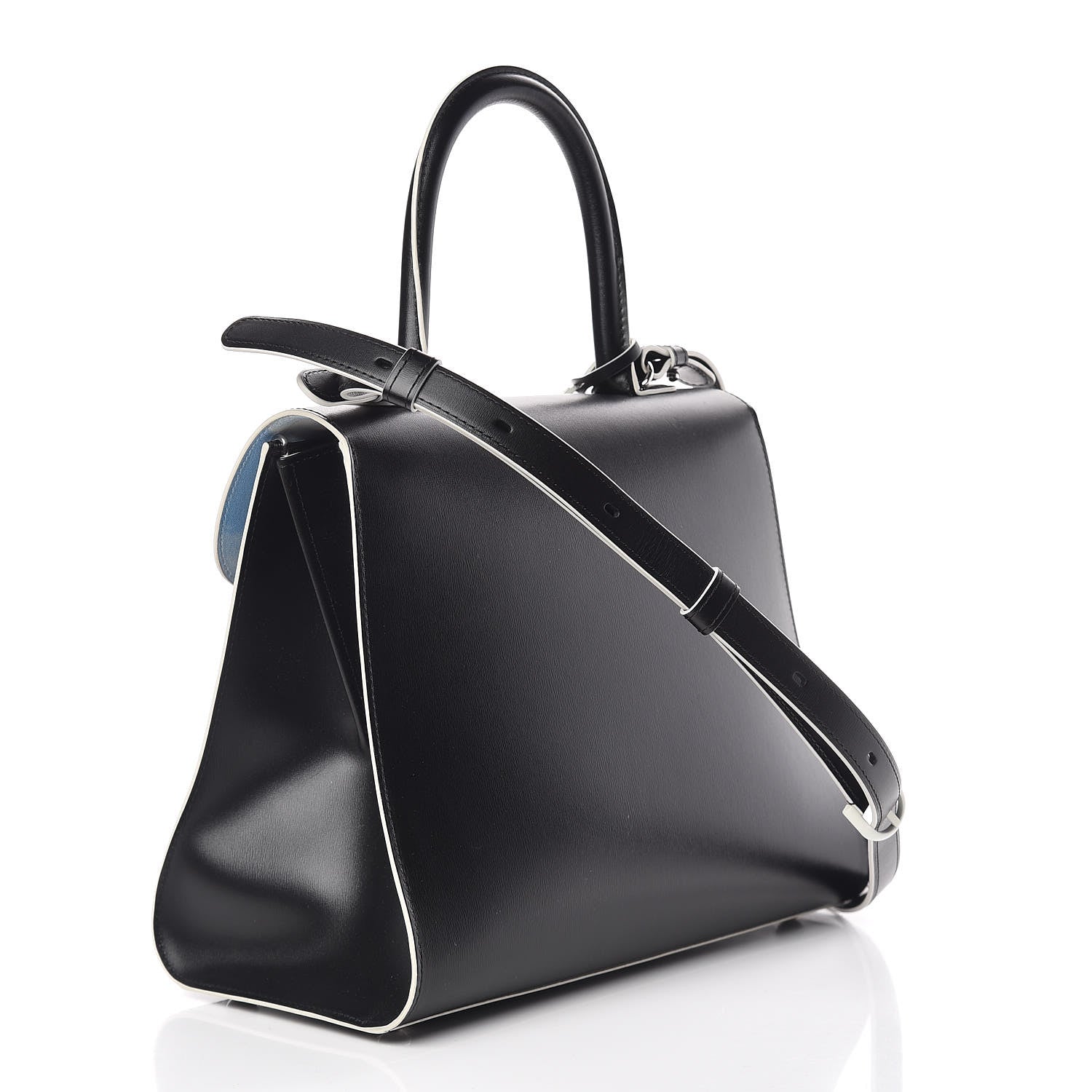 Delvaux Box Calfskin Ribbons Dans Les Nuages MM Brillant Satchel Black 3 of 10