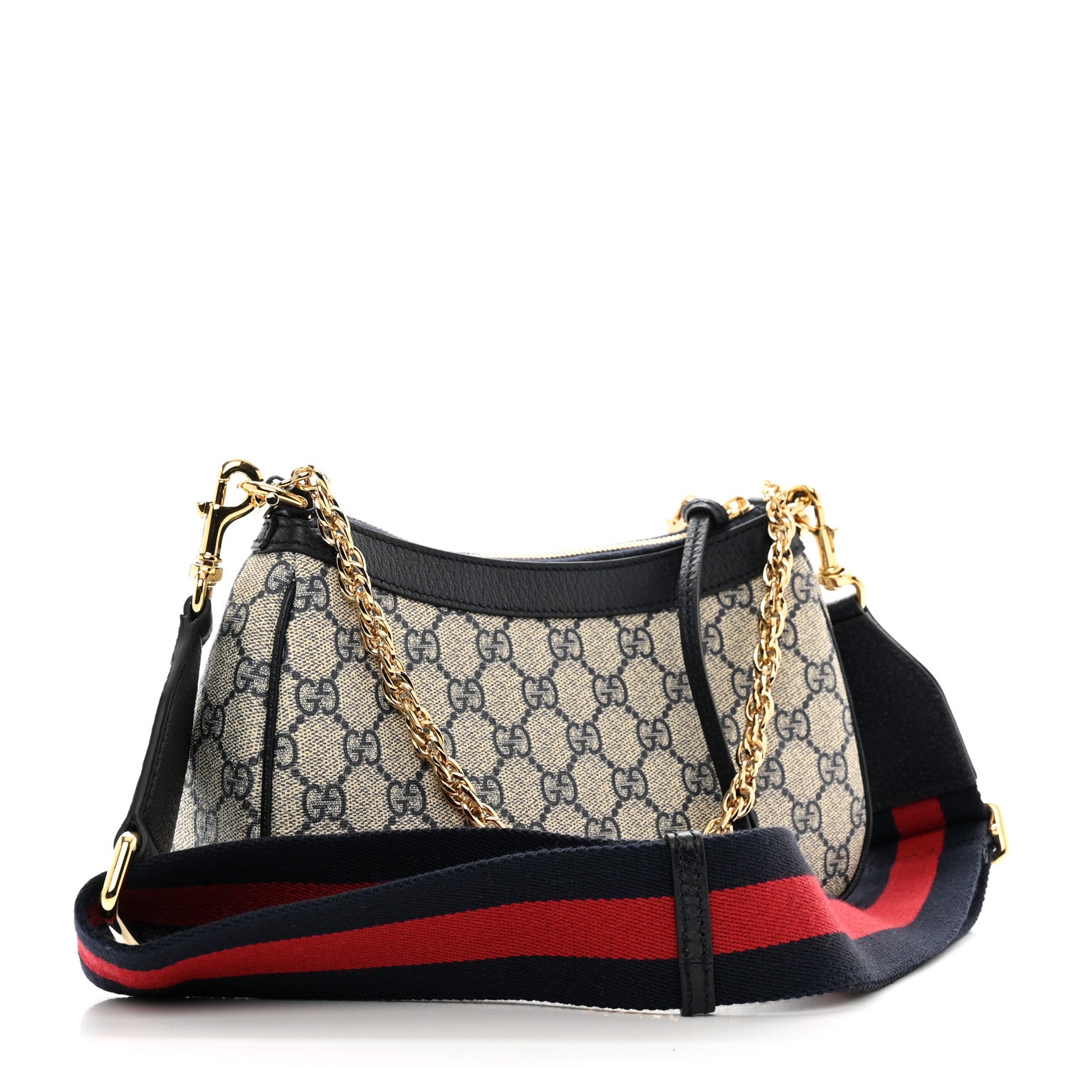 Gucci GG Supreme Monogram Textured Dollar Calfskin Web Small Ophidia GG Handbag Beige Blue 3 of 10