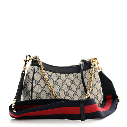 Gucci GG Supreme Monogram Textured Dollar Calfskin Web Small Ophidia GG Handbag Beige Blue 3 of 10