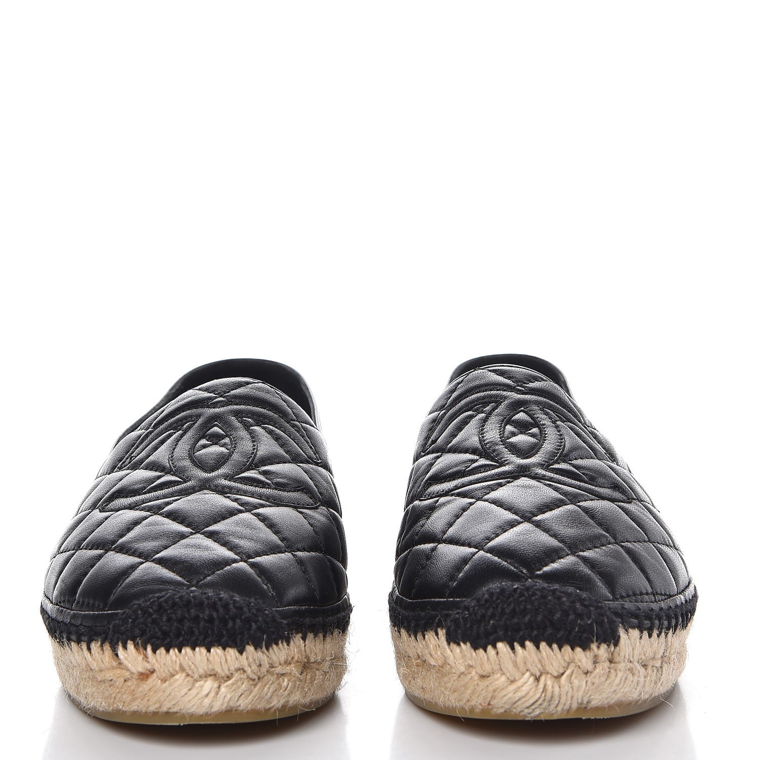 Chanel Lambskin Quilted CC Espadrilles 38 Black 3 of 11