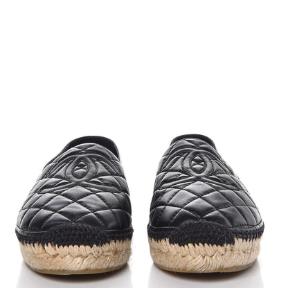 Chanel Lambskin Quilted CC Espadrilles 38 Black 3 of 11