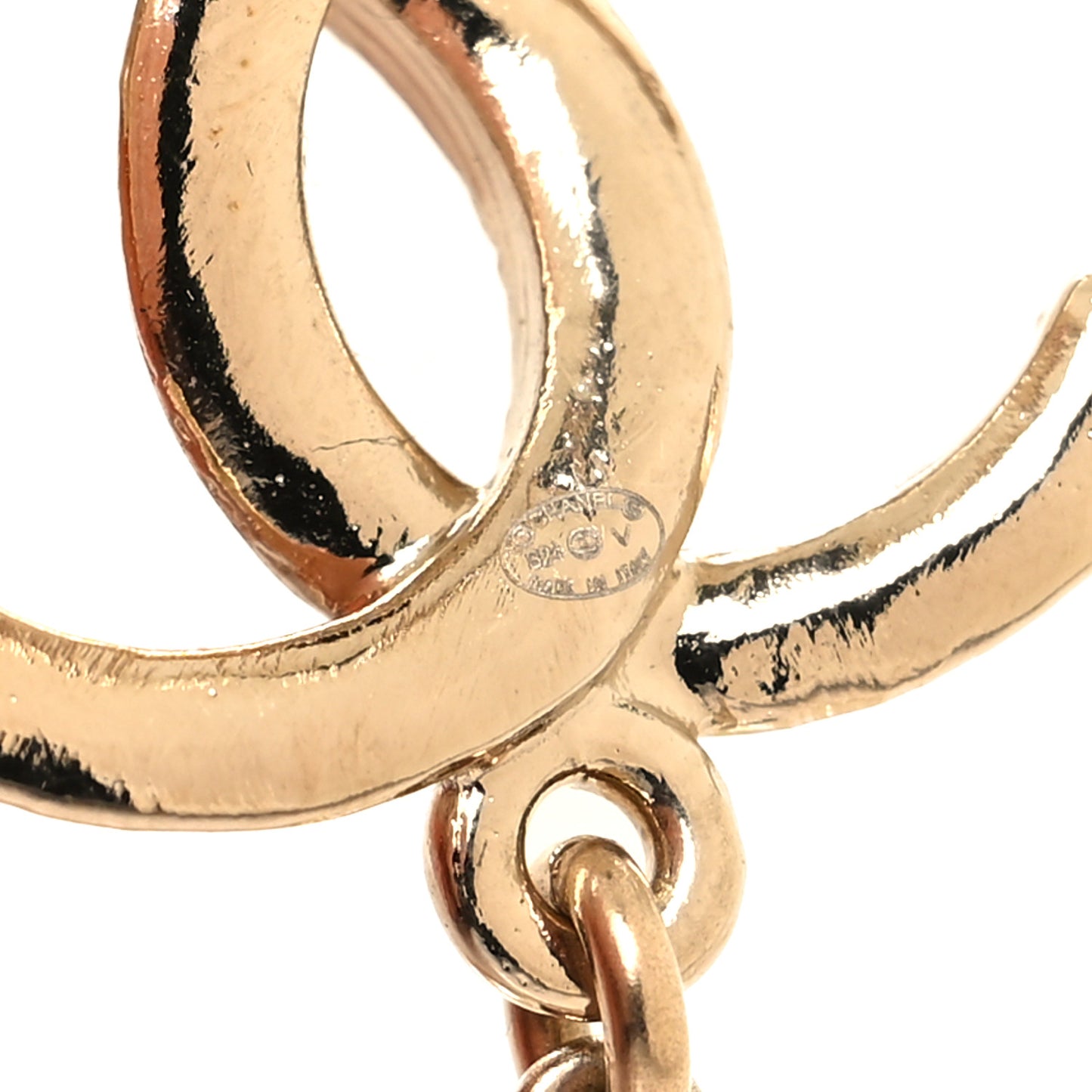 Pearl CC Heart Drop Earrings Gold