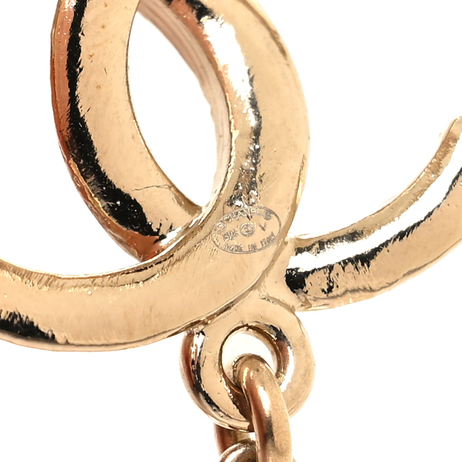 Chanel Pearl CC Heart Drop Earrings Gold 4 of 5