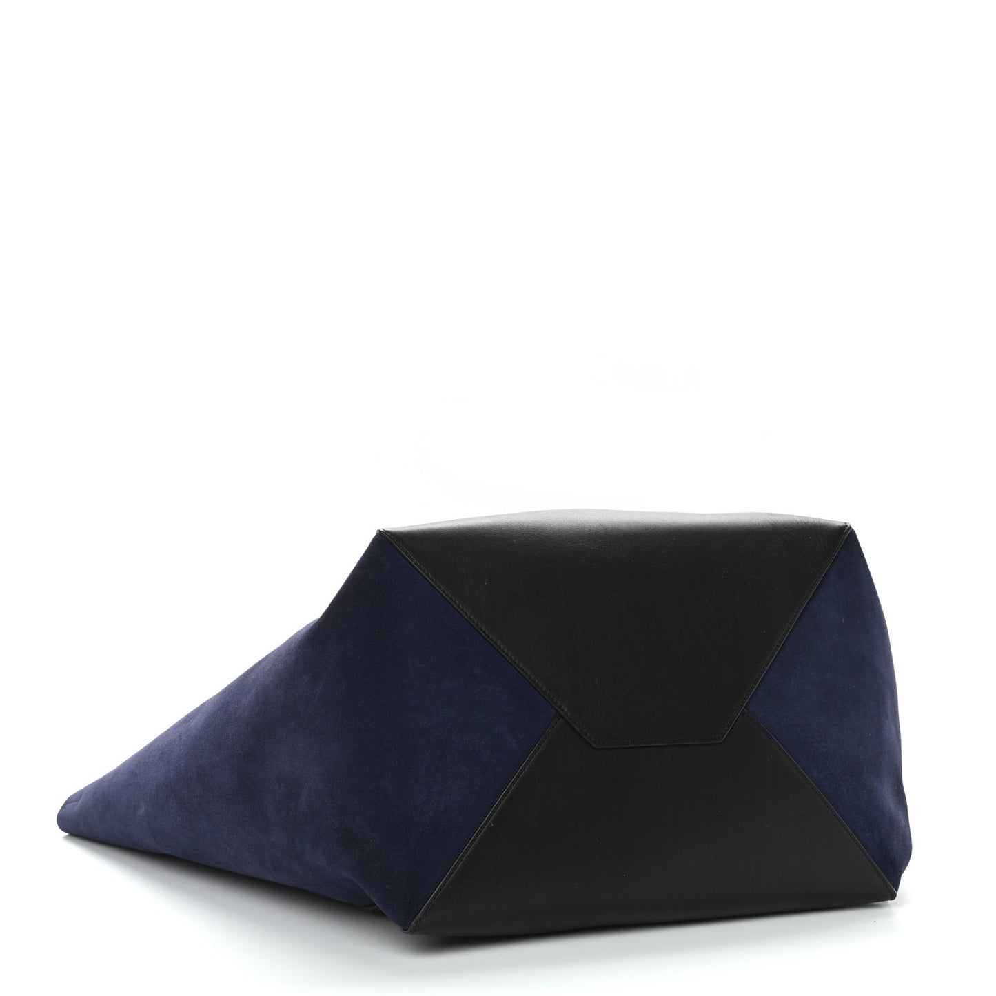 Smooth Calfskin Suede Large Phantom Luggage Bi-Cabas Black Navy