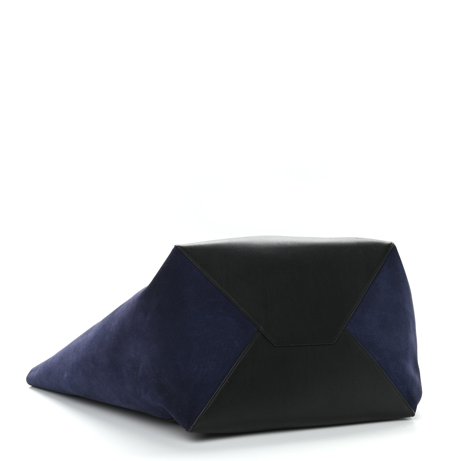 Celine Smooth Calfskin Suede Large Phantom Luggage Bi-Cabas Black Navy 4 of 12