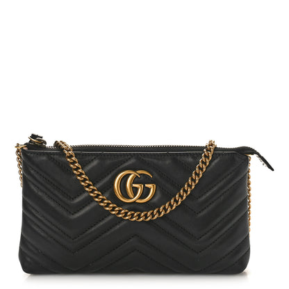 Gucci Calfskin Matelasse Mini GG Marmont Chain Bag Black 1 of 9