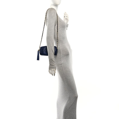 Chanel Lambskin Quilted Small Tassel Shoulder Bag Blue 2 of 11