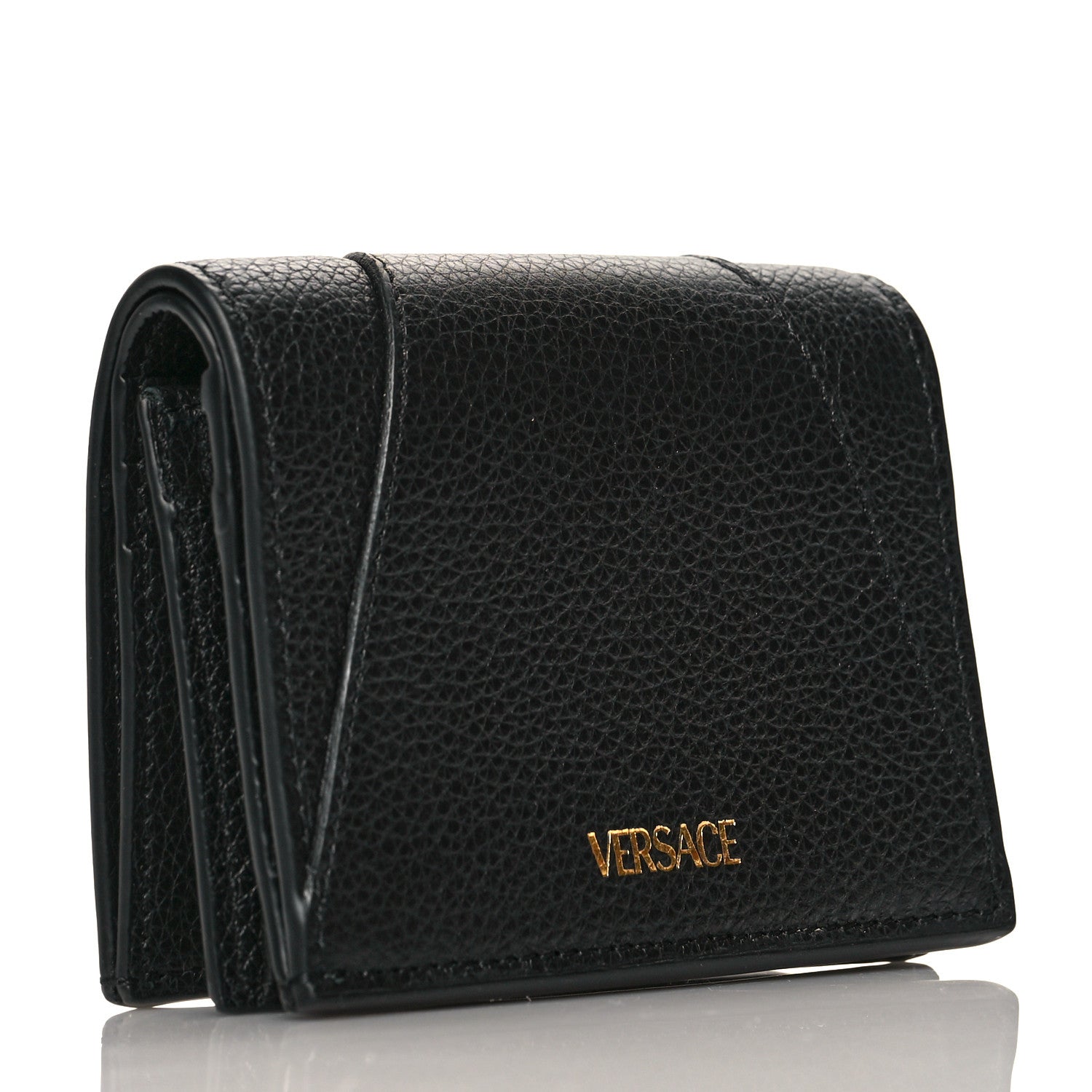 Versace Grained Calfskin Virtus Bifold Wallet Black 3 of 7