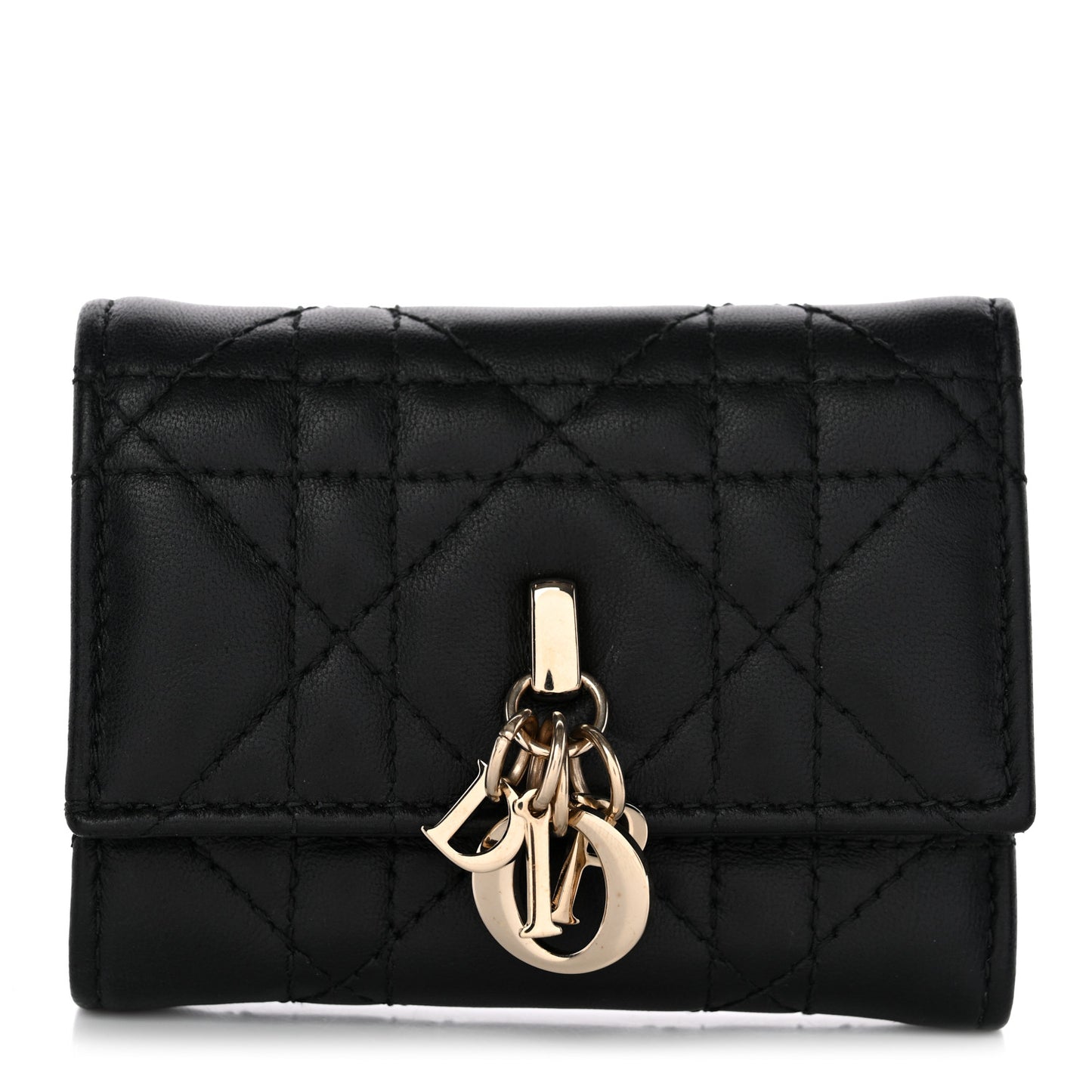 Lambskin Cannage My Dior Veronia Wallet Black