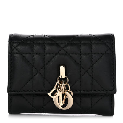 Christian Dior Lambskin Cannage My Dior Veronia Wallet Black 1 of 7