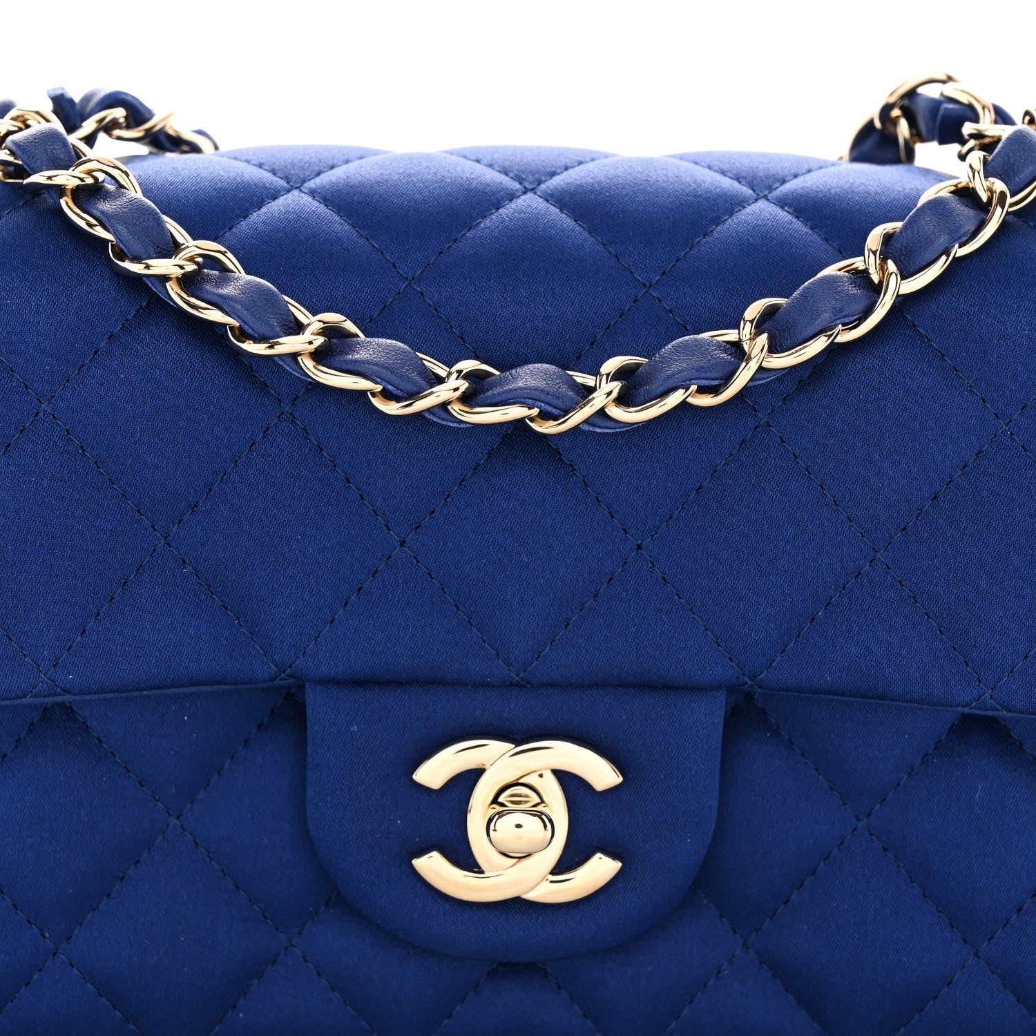 Chanel Satin Quilted Mini Rectangular Flap Blue 8 of 11