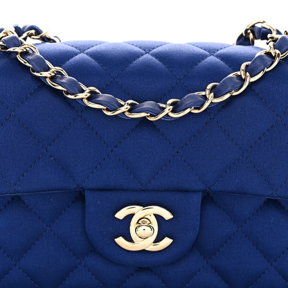 Chanel Satin Quilted Mini Rectangular Flap Blue 8 of 11