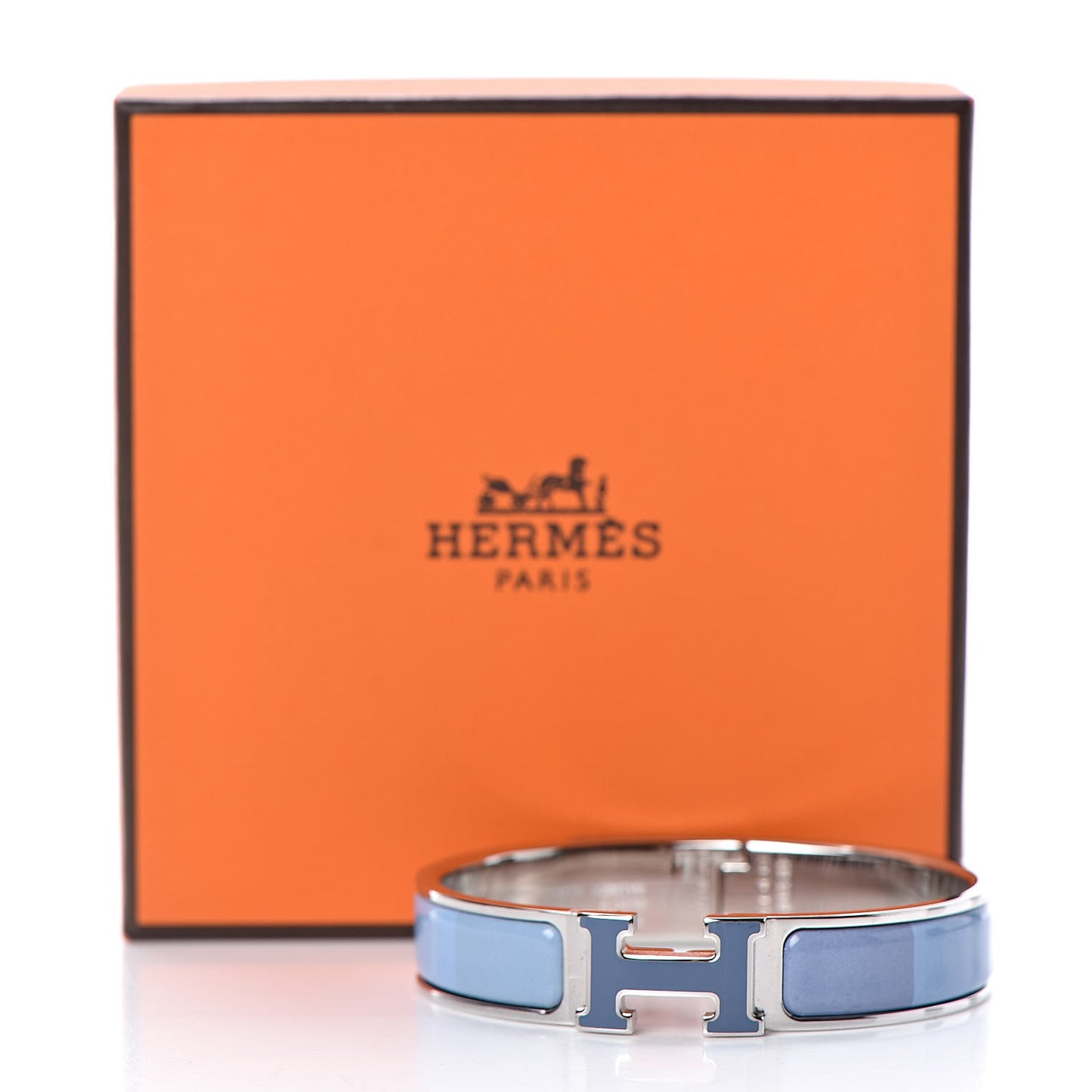 Enamel Narrow Clic Clac H Rainbow Bracelet PM Rainbow Bleu