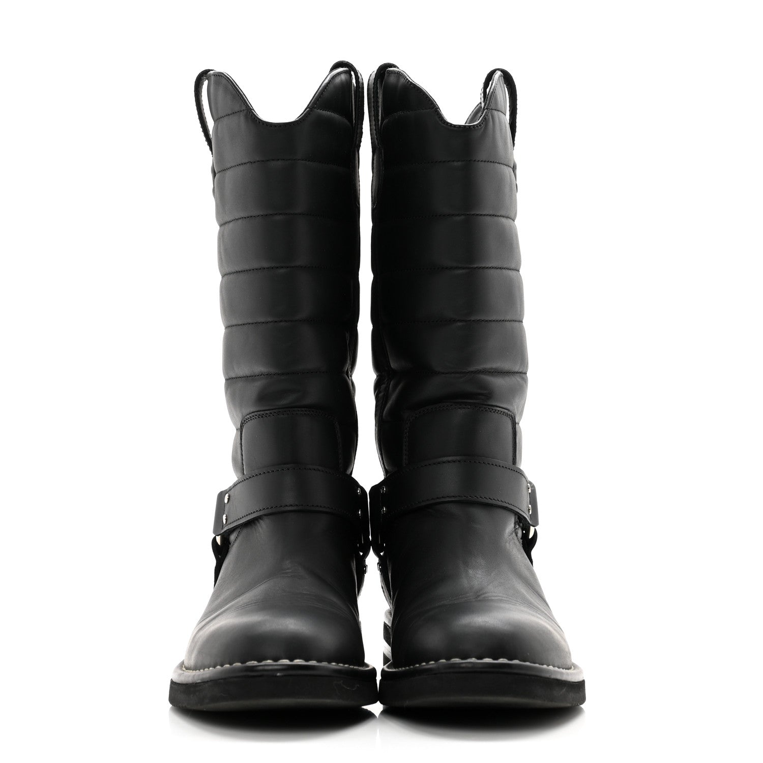 Chanel Oily Calfskin Star Quilted Biker Boots 39.5 Black 2 of 11