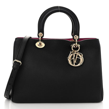 Christian Dior Bullcalf Medium Diorissimo Tote Black Rose Indien 3 of 11