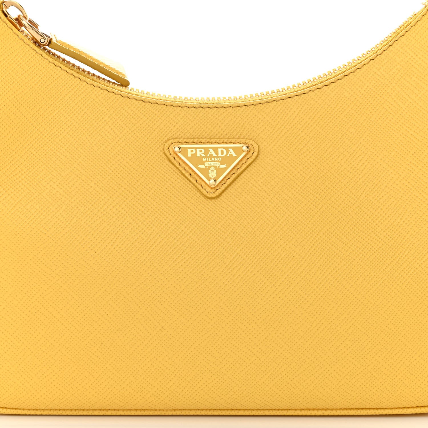 Prada Saffiano Lux Re-Edition Mini Shoulder Bag Soleil 9 of 11