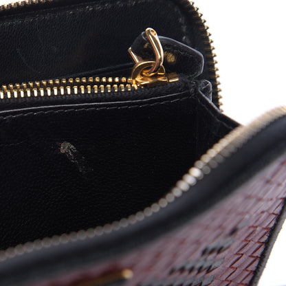 Prada Goatskin Woven Zip Around Wallet Rubino Black 7 of 7