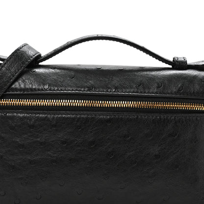 Loro Piana Ostrich L19 Extra Pocket Pouch Black 7 of 9