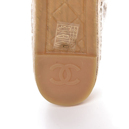 Chanel Woven Fabric Grosgrain CC Espadrilles 40 White Black 8 of 10