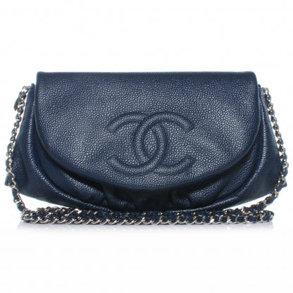 Chanel Caviar Half Moon Wallet On Chain Navy Blue 1 of 7