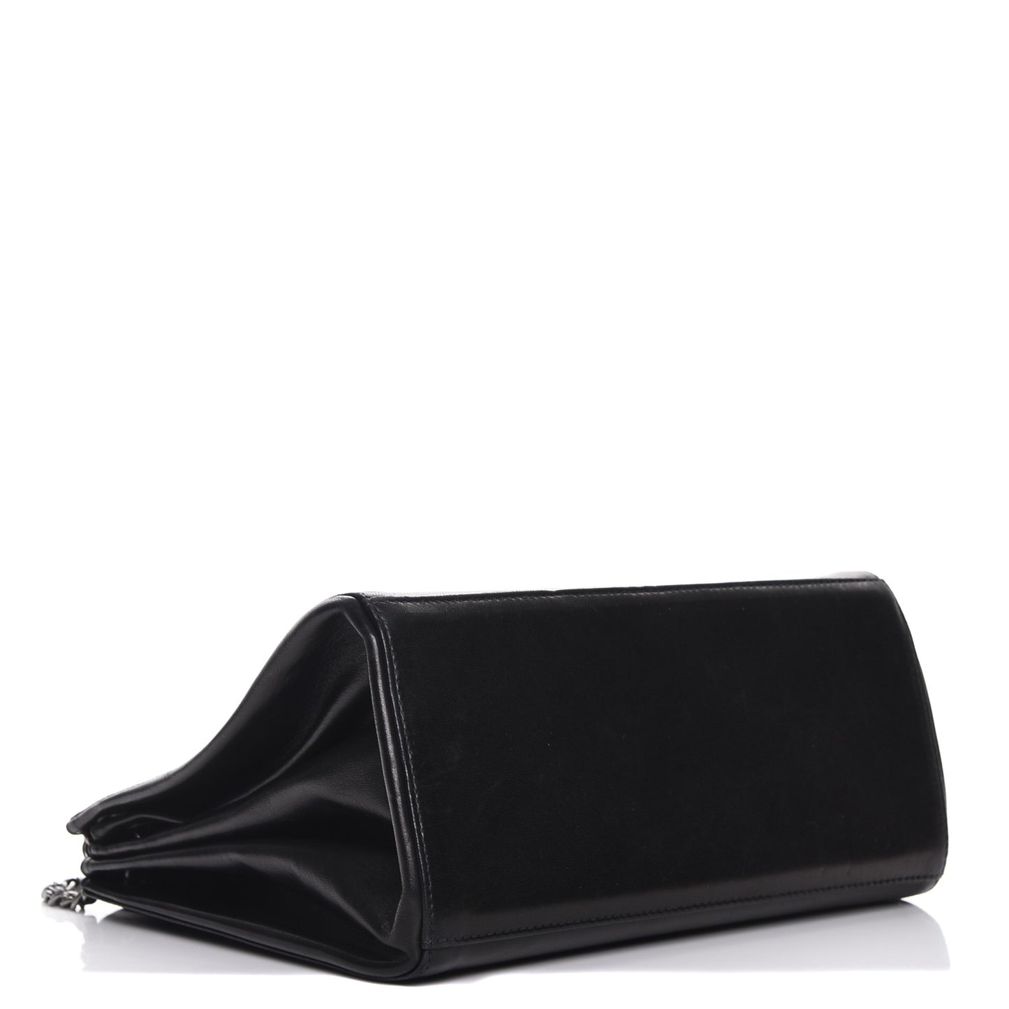 Lambskin Chocolate Bar Accordion Flap Black