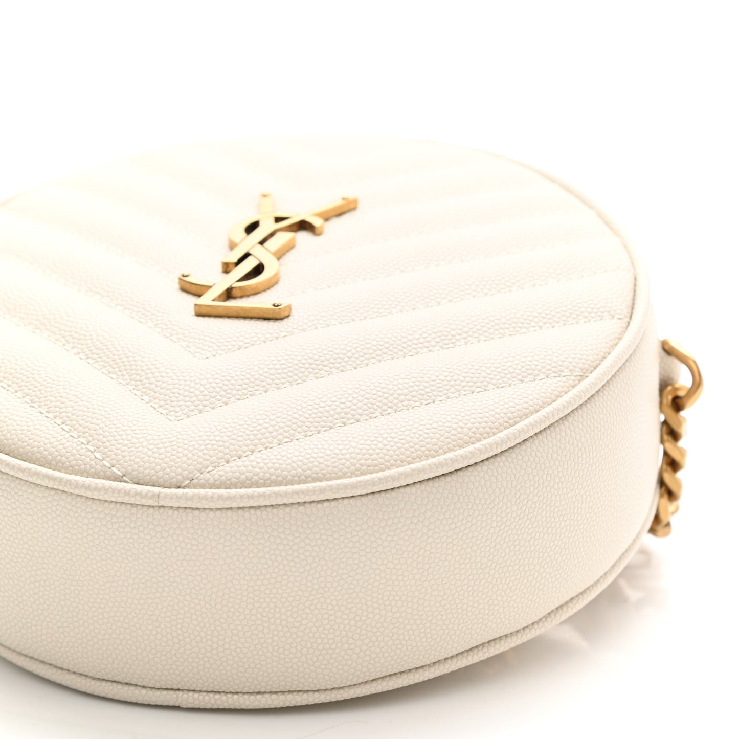 Grain De Poudre Matelasse Chevron Quilted Round Vinyle Camera Bag Crema Soft