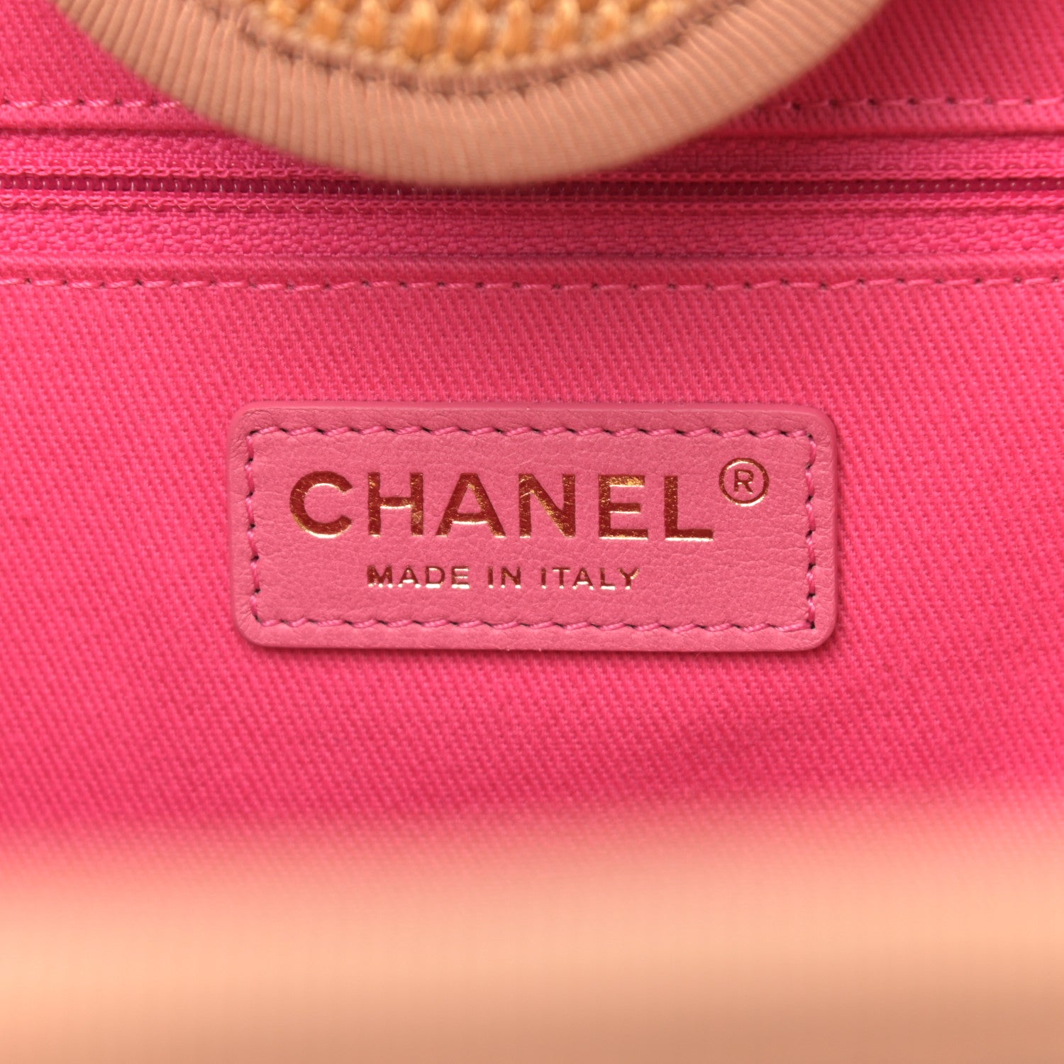 Chanel Straw Raffia Calfskin Striped Medium Deauville Tote Dark Beige Fuchsia Navy Blue 6 of 12