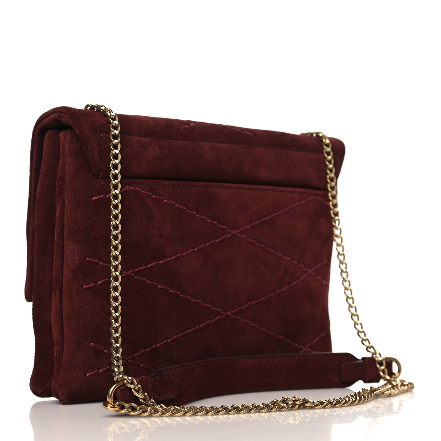 Suede Calfskin Mini Sugar Flap Shoulder Bag Burgundy