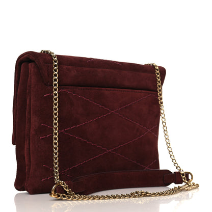 Lanvin Suede Calfskin Mini Sugar Flap Shoulder Bag Burgundy 3 of 9
