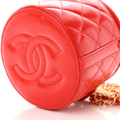 Chanel Lambskin Quilted Chain Top Handle Vanity With Chain Red 10 of 11