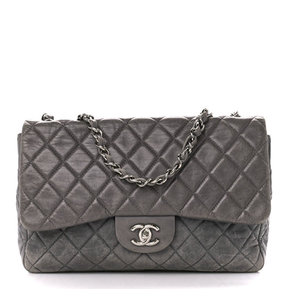 Chanel Lambskin Quilted Jumbo Single Flap Grey 1 of 12
