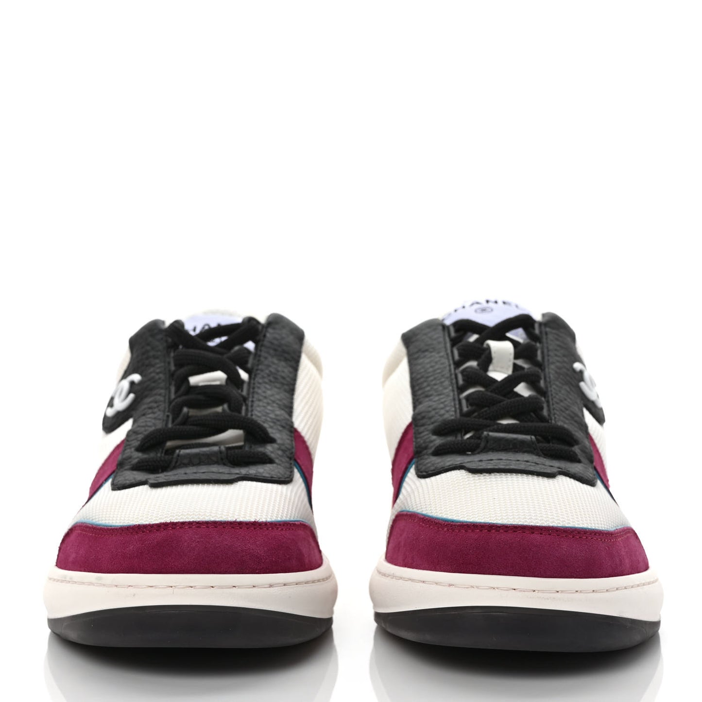 Fabric Suede Calfskin CC Sneakers 39.5 White Purple Black