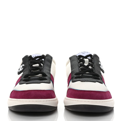 Chanel Fabric Suede Calfskin CC Sneakers 39.5 White Purple Black 2 of 9