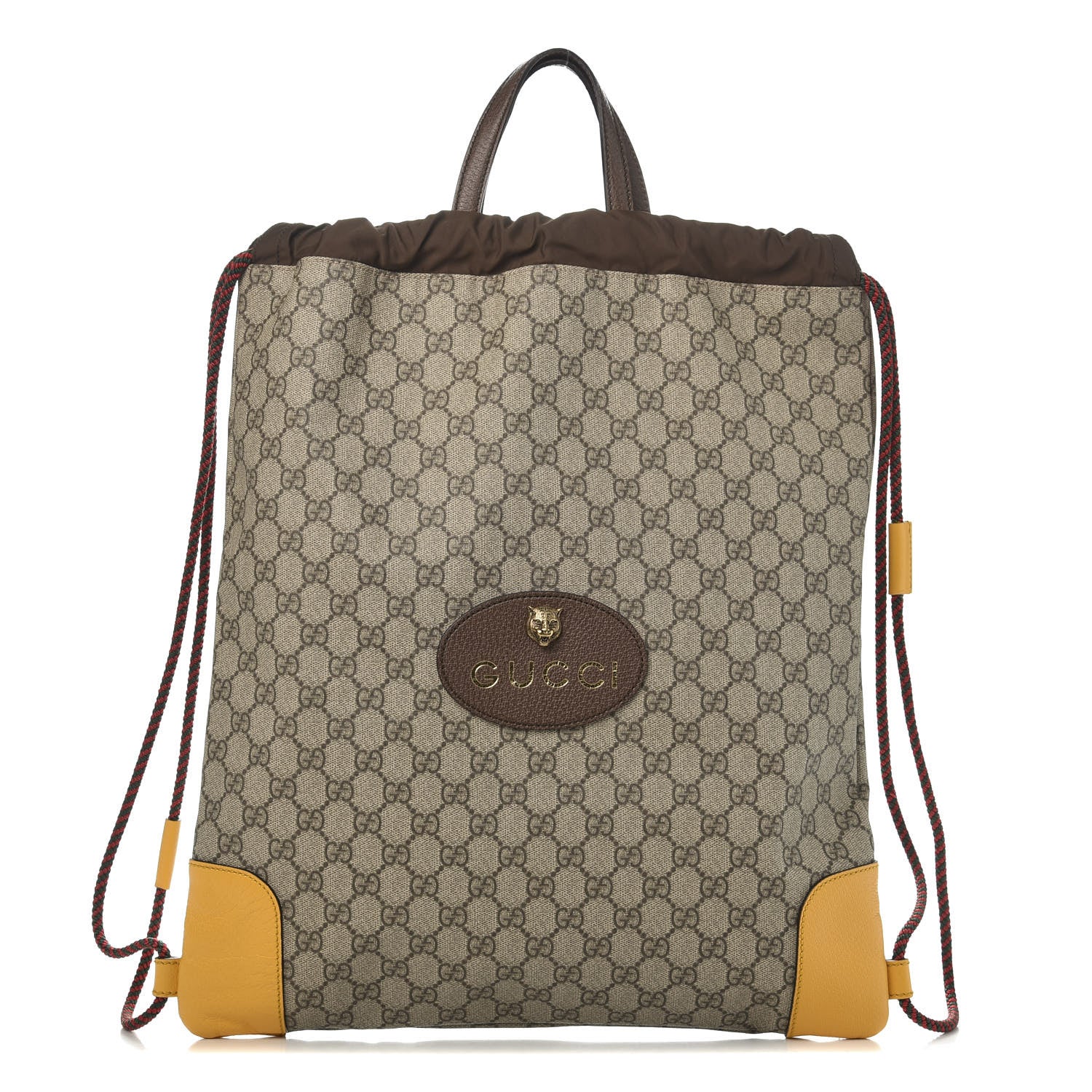 Gucci GG Supreme Monogram Neo Vintage Drawstring Backpack Beige New Acero Crop 1 of 9