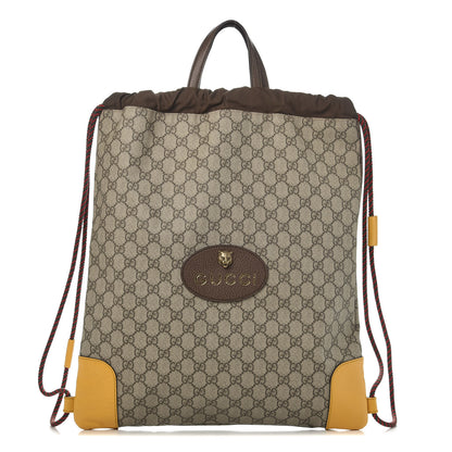 Gucci GG Supreme Monogram Neo Vintage Drawstring Backpack Beige New Acero Crop 1 of 9