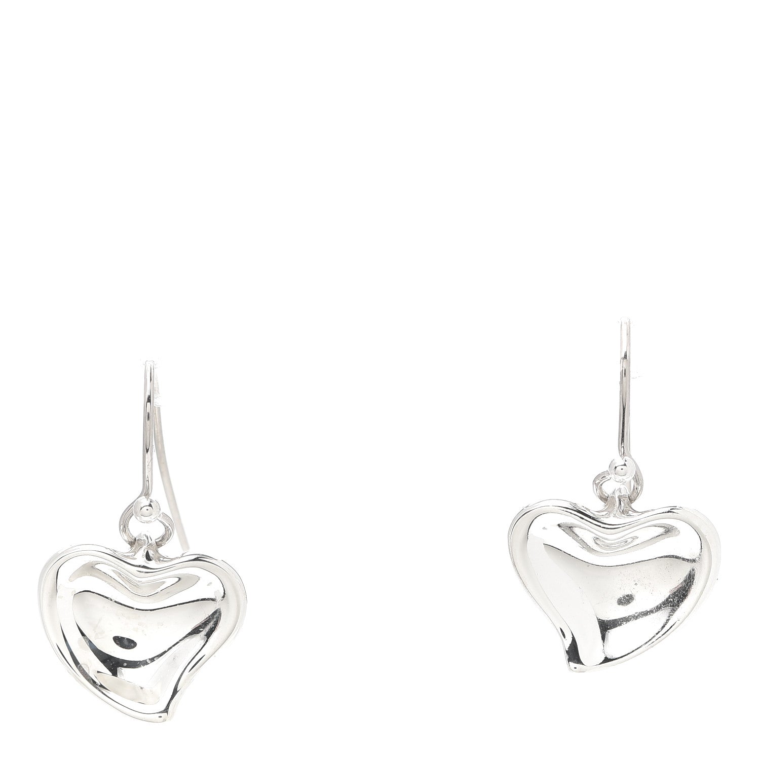 Tiffany Sterling Silver Elsa Peretti Full Heart Drop Earrings 1 of 5