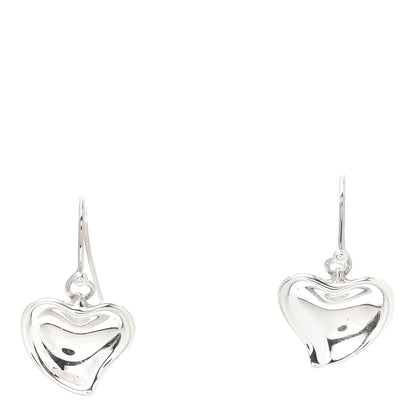 Tiffany Sterling Silver Elsa Peretti Full Heart Drop Earrings 1 of 5