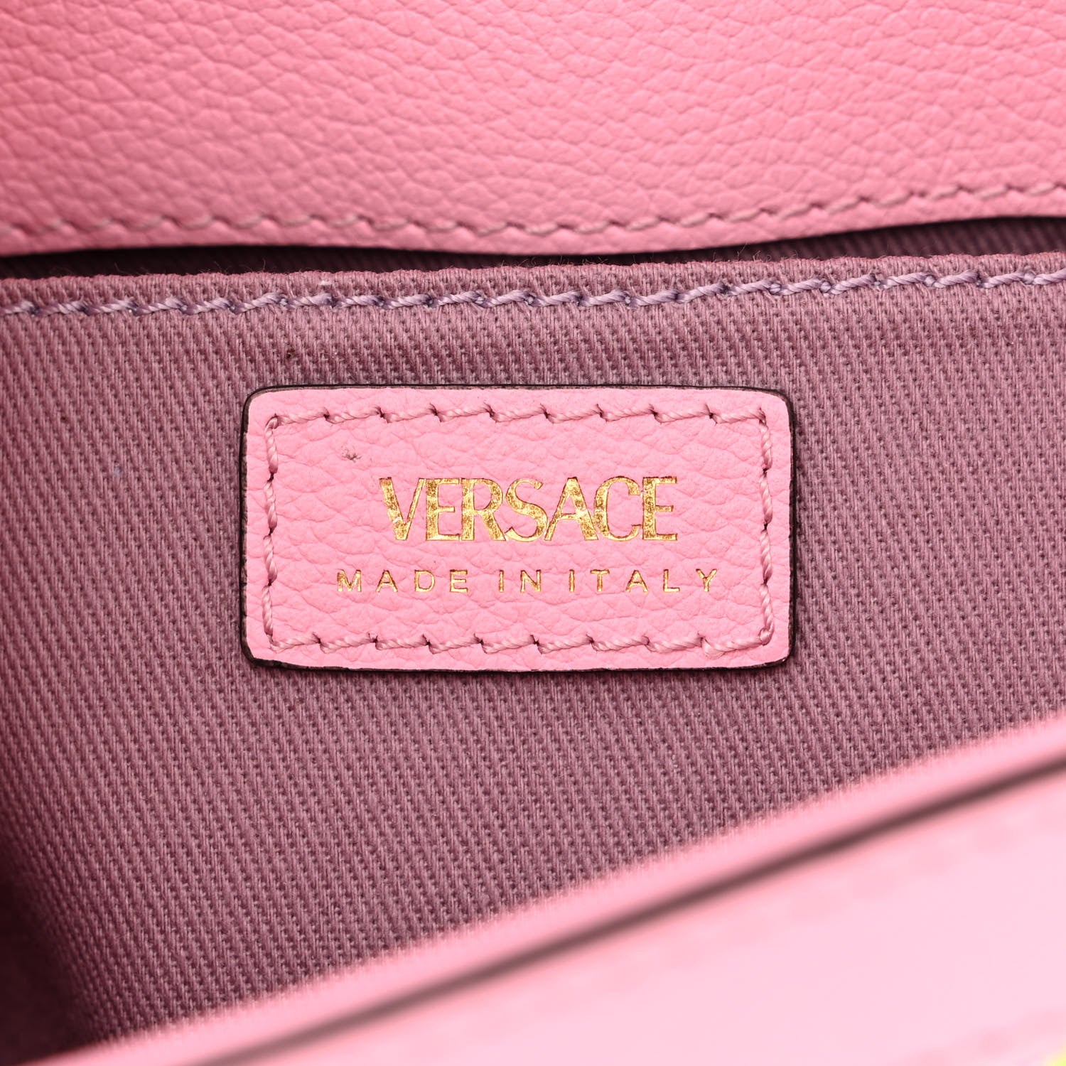 Versace Grained Calfskin Canvas Houndstooth Small La Medusa Top Handle Bag Pink Multicolor 6 of 10