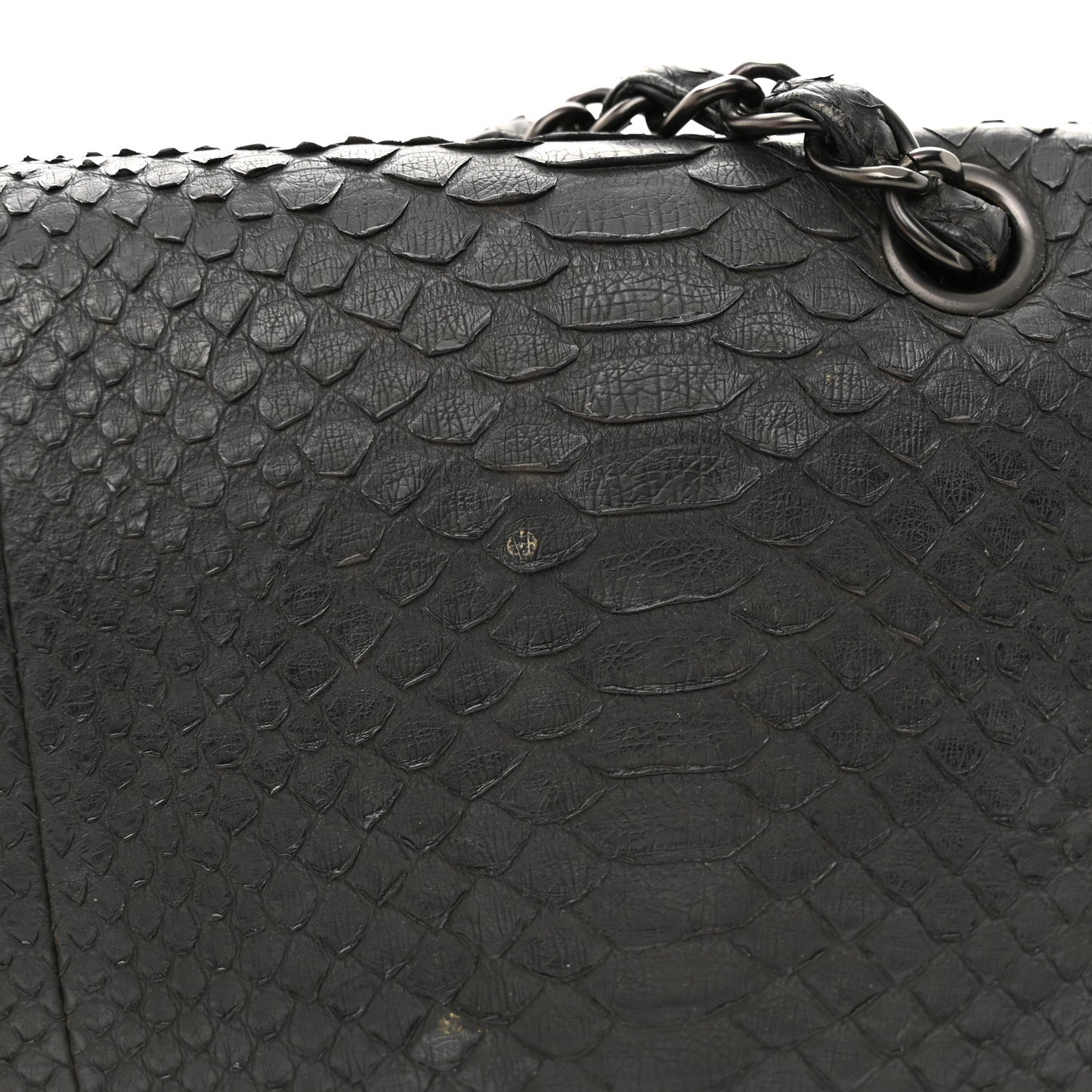 Snakeskin Jumbo Double Flap So Black