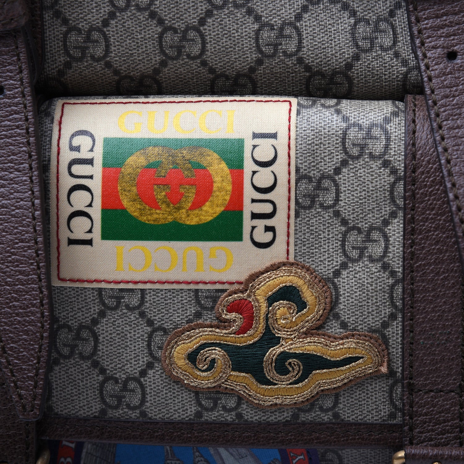 Gucci Soft GG Supreme Monogram Courrier Web Double Buckle Backpack Beige New Acero 15 of 19