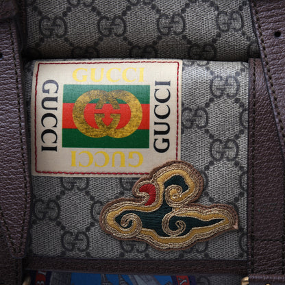 Gucci Soft GG Supreme Monogram Courrier Web Double Buckle Backpack Beige New Acero 15 of 19