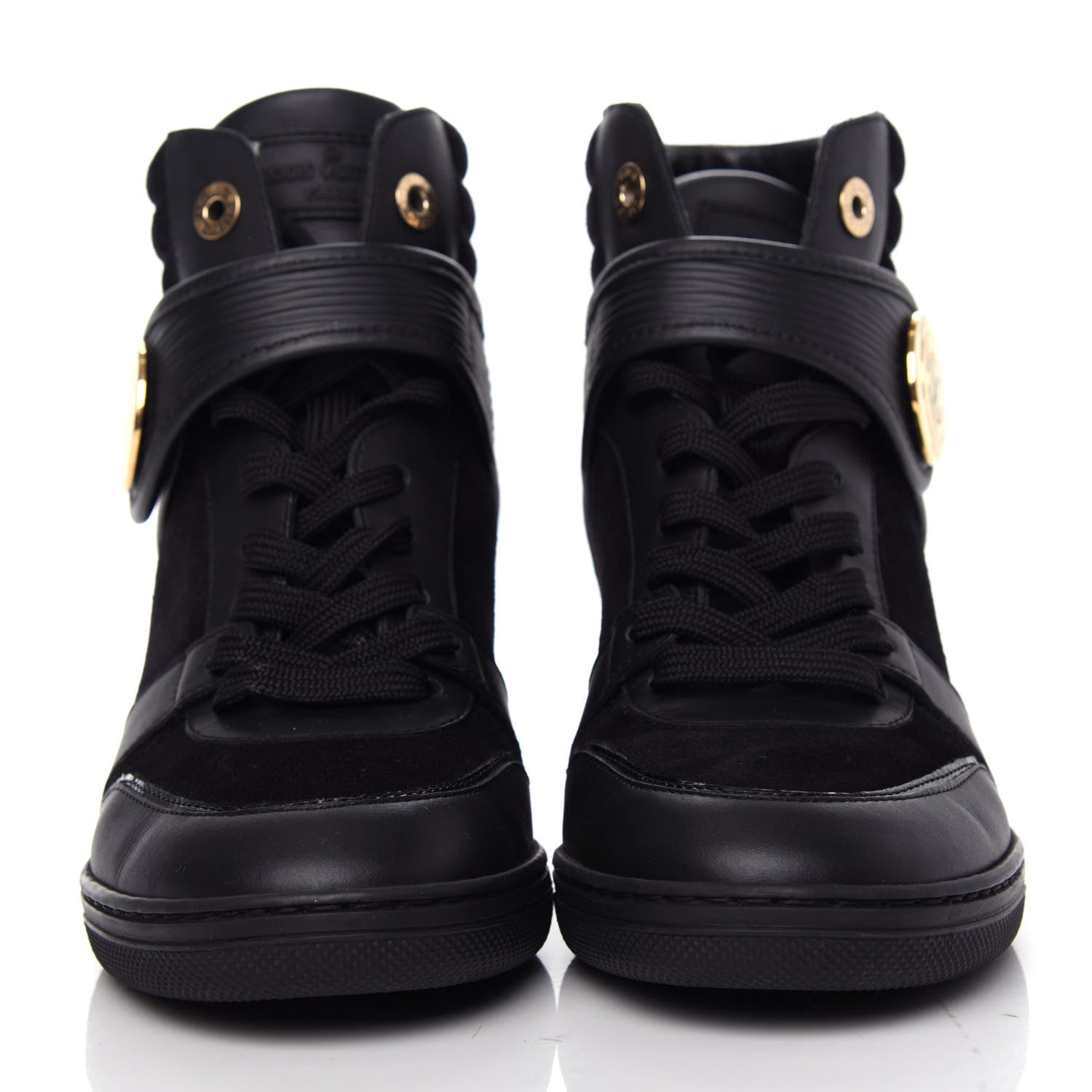 Louis Vuitton Epi Suede Postmark Wedge Sneakers 38 Black 2 of 10