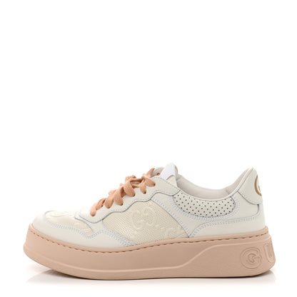 Gucci Calfskin GG Tennis Embossed Womens Platform 55mm Sneakers 38.5 White 1 of 8