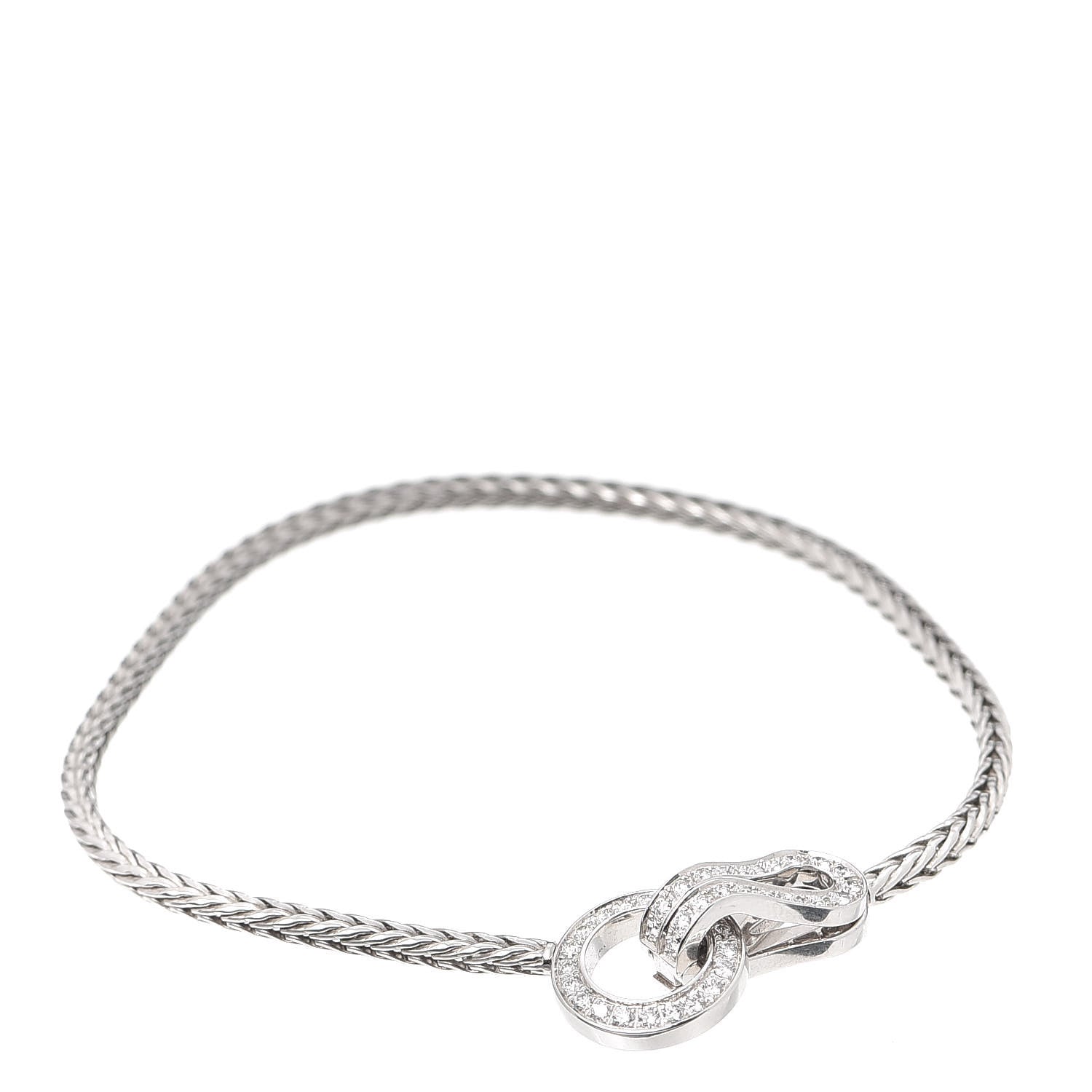 Cartier 18K White Gold Diamond Agrafe Bracelet 1 of 5