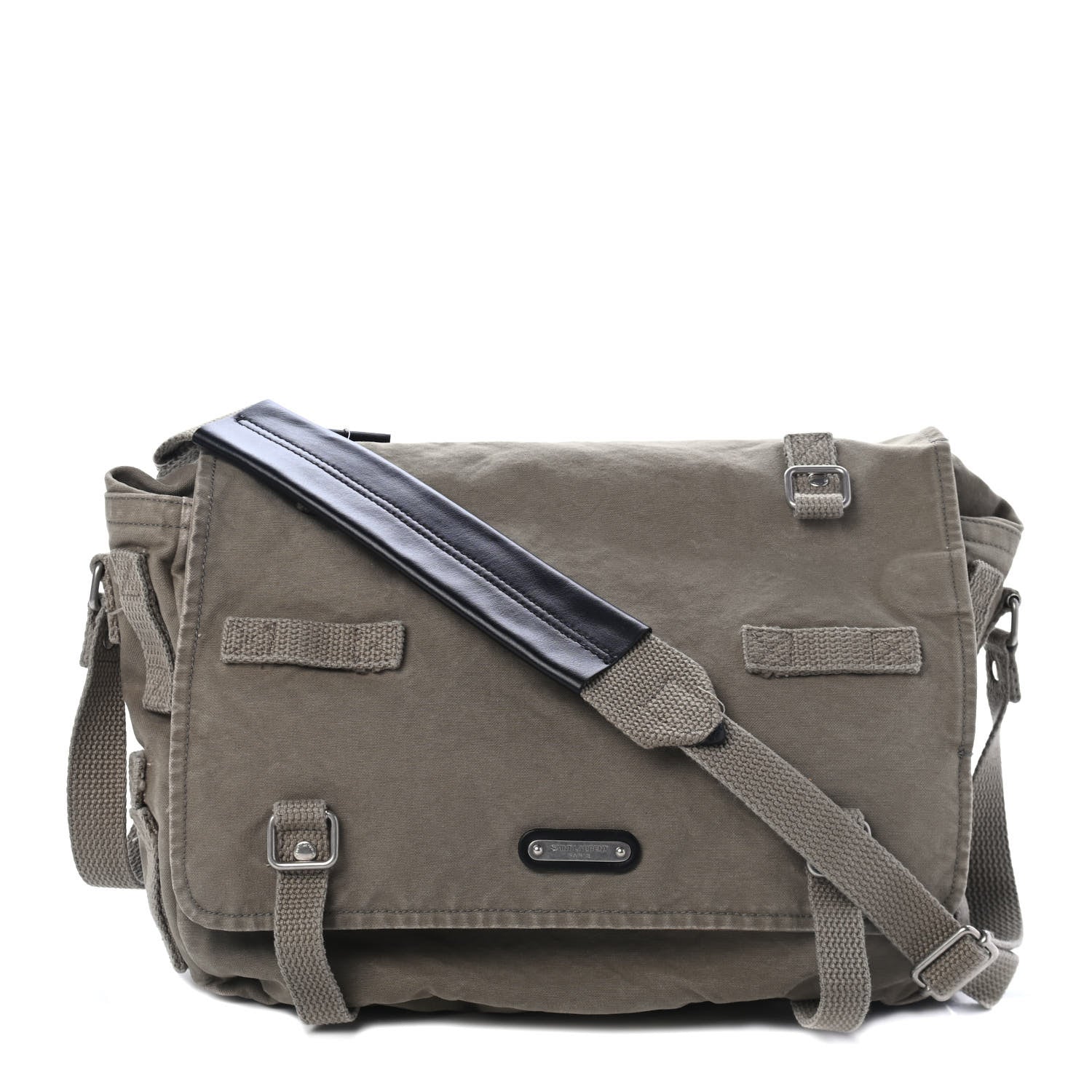 Saint Laurent Canvas Bilbao Army Messenger Khaki 1 of 4