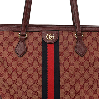 Gucci Monogram Textured Dollar Calfskin Web Medium Ophidia Shopping Tote Sahara Rubino Chardonnay 8 of 11