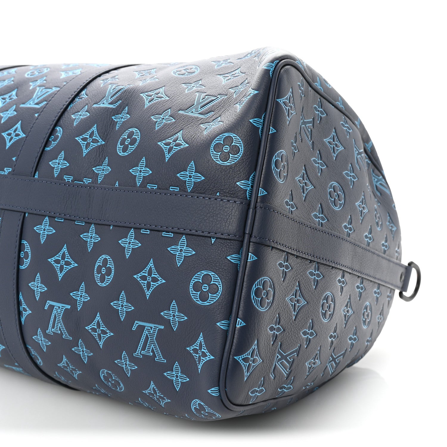 Louis Vuitton Calfskin Monogram Shadow Keepall Bandouliere 50 Navy 8 of 9