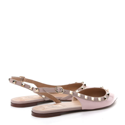 Valentino Garavani Patent Rockstud Slingback Flats 38.5 Water Rose Poudre 4 of 11