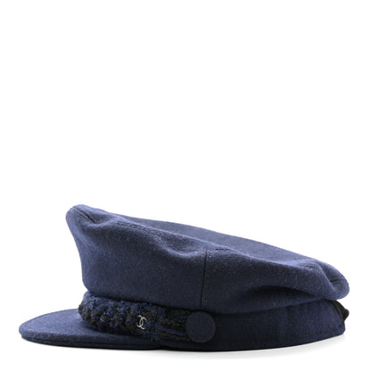 Chanel Wool Paris Hamburg Sailor Cap Hat M Navy 4 of 10