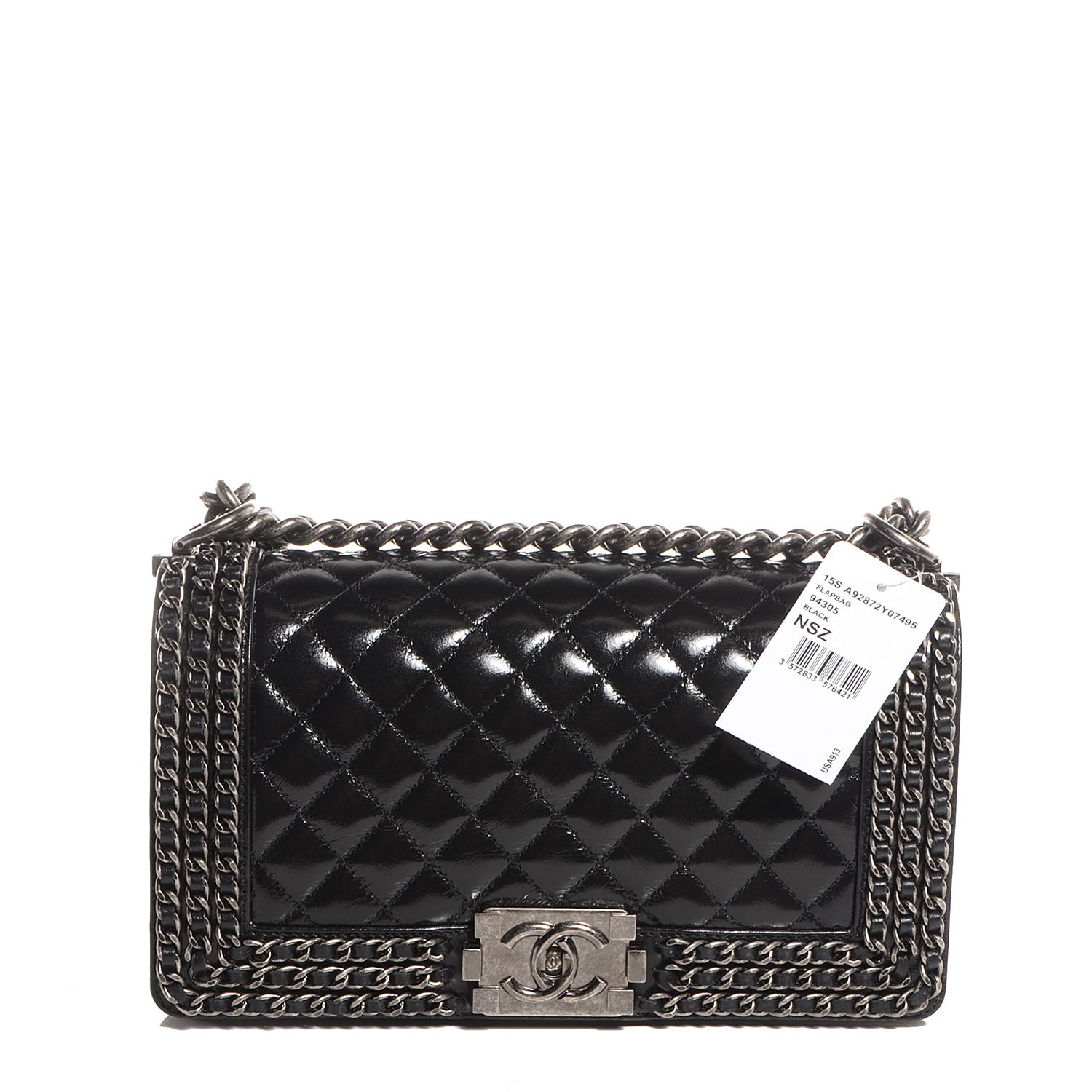 Chanel Calfskin Medium Boy Chained Flap Black 1 of 7